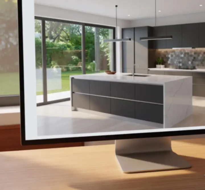 Realistyczna wizualizacja 3D nowoczesnej kuchni