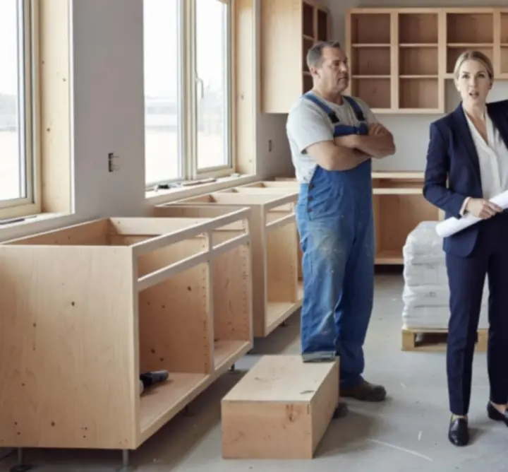 Projektant wspierający ekipę wykonawczą podczas realizacji kuchni