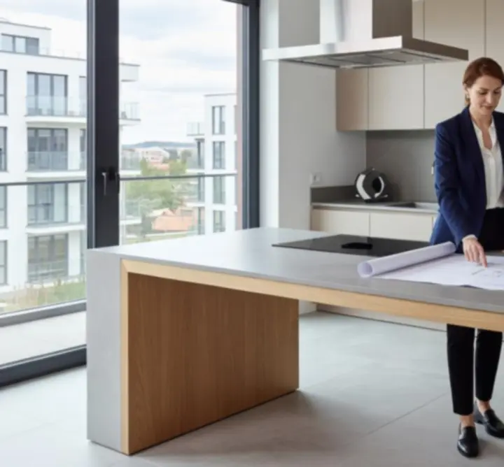 Elegancki projekt nowoczesnej kuchni na etapie koncepcji